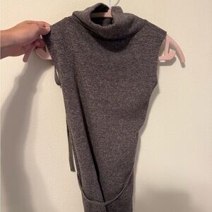 Zara Sleeveless Turtleneck Knit Top - Dark Brown Heather